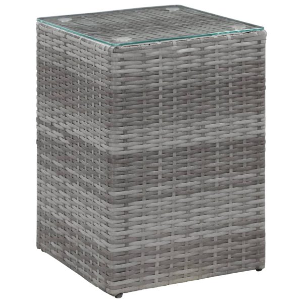 Sidebord med glasstopp grå 35x35x52 cm polyrotting