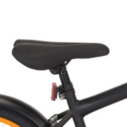 Barnesykkel med bagasjebrett foran 18 tommer svart og oransje