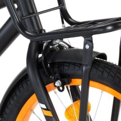 Barnesykkel med bagasjebrett foran 18 tommer svart og oransje