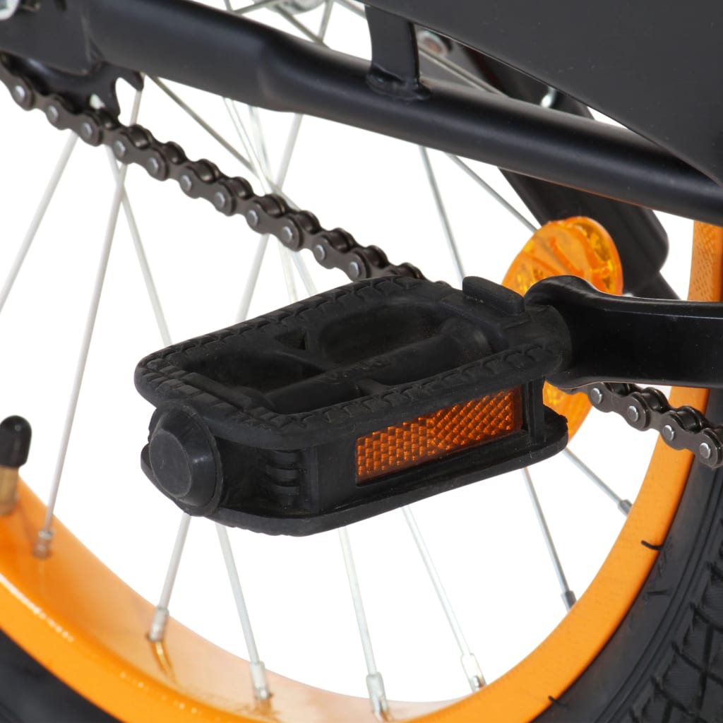 vidaXL Barnesykkel med bagasjebrett foran 20 tommer svart og oransje