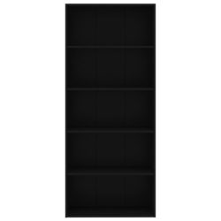 Bokhylle 5 nivåer svart 80x30x189 cm sponplate