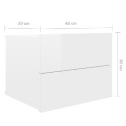 Nattbord høyglans hvit 40x30x30 cm sponplate