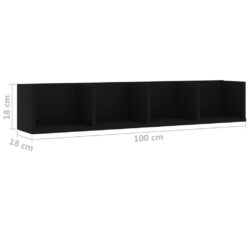 Veggmontert CD-hylle svart 100x18x18 cm sponplate