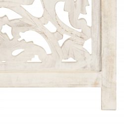 Romdeler håndskåret 3 paneler hvit 120×165 cm heltre mango