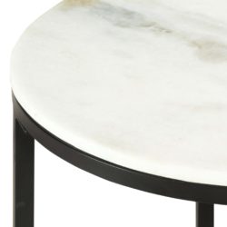 Salongbord hvit og svart Ø50 cm ekte solid marmor