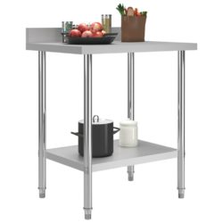 Arbeidsbord for kjøkken med bakplater 80x60x93 rustfritt stål