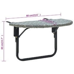 Balkongbord grå 60x60x40 cm polyrotting
