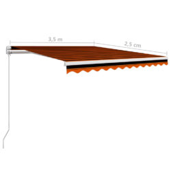 Manuell uttrekkbar markise 350×250 cm oransje og brun