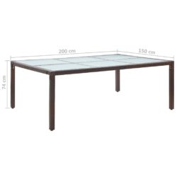 Utendørs spisebord brun 200x150x74 cm polyrotting