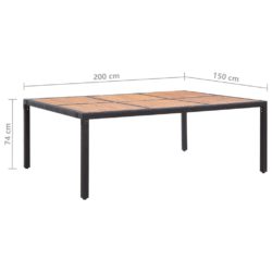 Hagebord svart 200x150x74 cm polyrotting og akasie