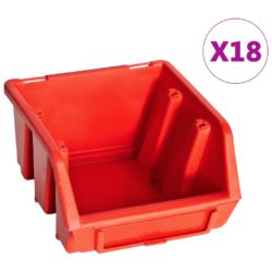 vidaXL Oppbevaringsbokssett i 32 deler med veggpaneler rød og svart