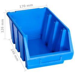 Oppbevaringsbokser stablebare 20 stk blå plast