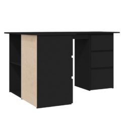 Hjørneskrivebord svart 145x100x76 cm sponplate