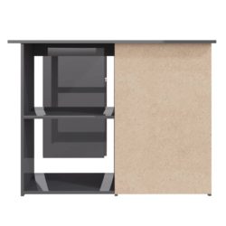 Hjørneskrivebord høyglans grå 145x100x76 cm sponplate