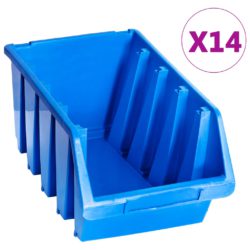 vidaXL Oppbevaringsbokser stablebare 14 stk blå plast