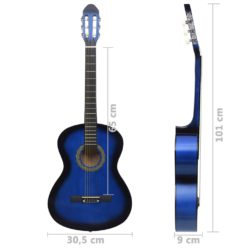 Klassisk gitar for nybegynnere 4/4 39″ lind blå