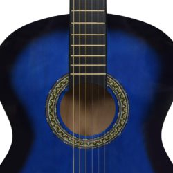 Klassisk gitar nybegynnersett 12 deler 4/4 39″ blå