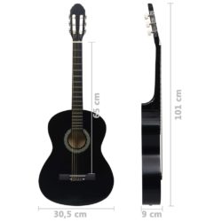 vidaXL Klassisk gitar for nybegynnere 4/4 39″ lind svart