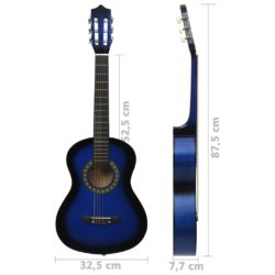 vidaXL Klassisk gitar for nybegynnere og barn 1/2 34″ blå