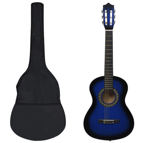 vidaXL Klassisk gitar 8-delers sett for nybegynnere 1/2 34″ blå