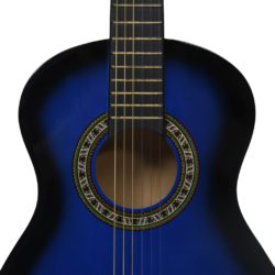 Klassisk gitar 8-delers sett for nybegynnere 1/2 34″ blå