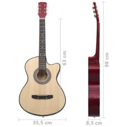 Western akustisk cutaway gitar med 6 strenger 38″ lind