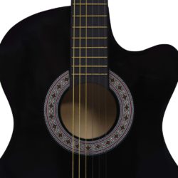 Western klassisk gitarsett 12 deler med 6 strenger svart 38″