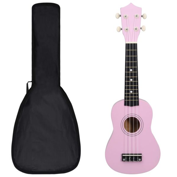 vidaXL Sopran-ukulele sett med veske for barn rosa 21″