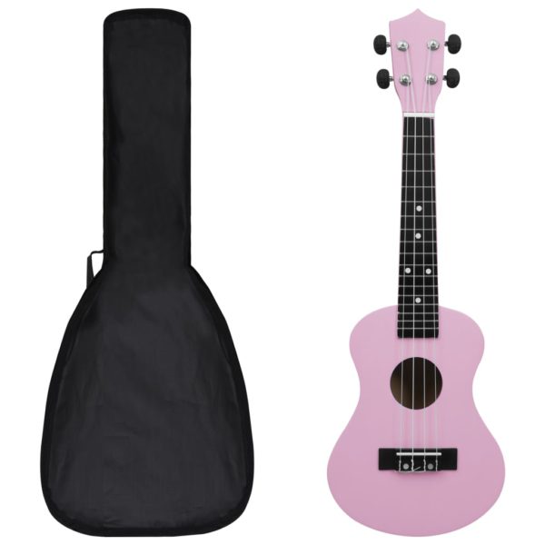 vidaXL Sopran-ukulele sett med veske for barn rosa 23″