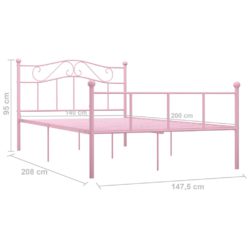Sengeramme rosa metall 140×200 cm