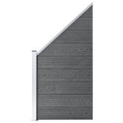 vidaXL Gjerdesett WPC 2 firkantet + 1 slisset 446×186 cm grå