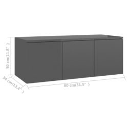 TV-benk høyglans grå 80x34x30 cm sponplate