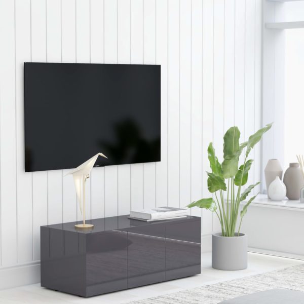 vidaXL TV-benk høyglans grå 80x34x30 cm sponplate