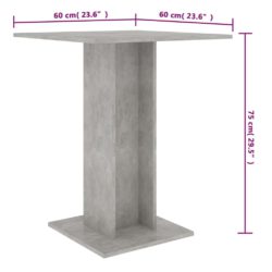 vidaXL Bistrobord betonggrå 60x60x75 cm sponplate