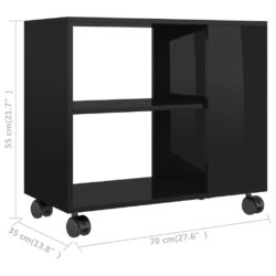 Sidebord høyglans svart 70x35x55 cm konstruert tre