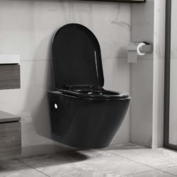 Vegghengt toalett med skjult sisterne svart keramikk