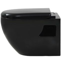 vidaXL Vegghengt toalett med skjult sisterne svart keramikk