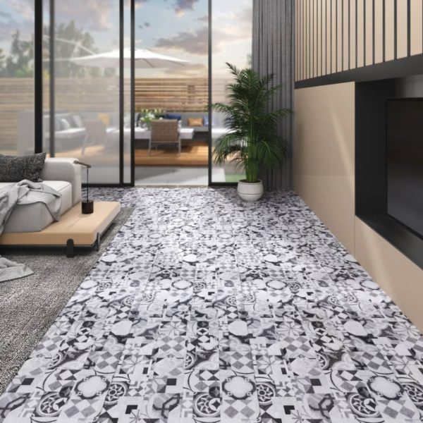 vidaXL PVC-gulvplanker 5,02 m² 2 mm selvklebende grått mønster