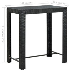 vidaXL Utendørs barbord svart 100×60,5×110,5 cm polyrotting