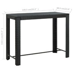 Utendørs barbord svart 140,5×60,5×110,5 cm polyrotting