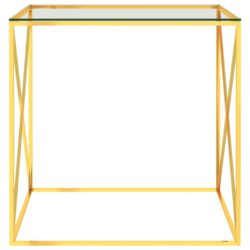 Salongbord gull 55x55x55 cm rustfritt stål og glass