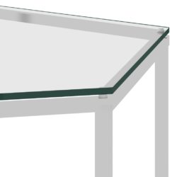 Salongbord sølv 60x53x50 cm rustfritt stål og glass