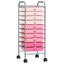 vidaXL Oppbevaringsvogn 10 skuffer plast ombre rosa
