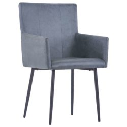 vidaXL Spisestoler med armlener 4 stk grå kunstig semsket skinn