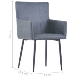 vidaXL Spisestoler med armlener 4 stk grå kunstig semsket skinn