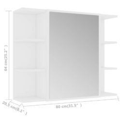 Speilskap til baderom hvit 80×20,5×64 cm sponplate