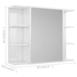 Speilskap til baderom høyglans hvit 80×20,5×64 cm sponplate