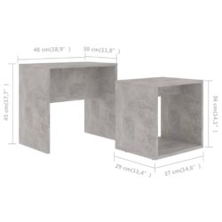 Salongbordsett betonggrå 48x30x45 cm sponplate