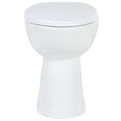 vidaXL Høyt kantfritt toalett myk lukkemekanisme +7 cm keramisk hvit