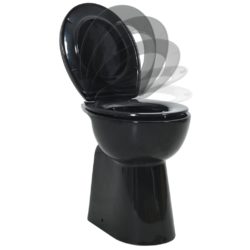 Høyt kantfritt toalett myk lukkemekanisme 7 cm keramisk svart